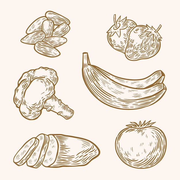 草莓香蕉番茄蔬菜插画