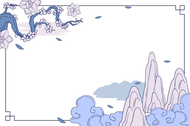 中国风水墨画风景边框背景模板