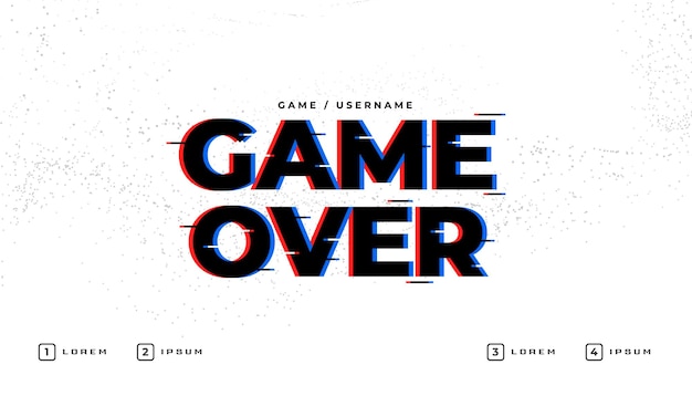 gameover游戏结束故障艺术风格字体元素