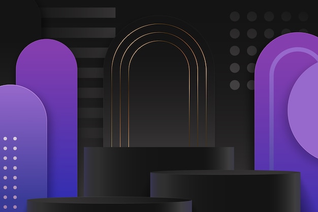 抽象色块展台3d黑色背景