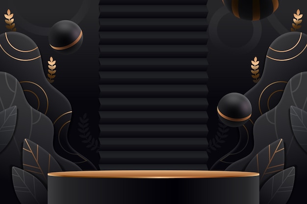 抽象色块展台3d黑色背景