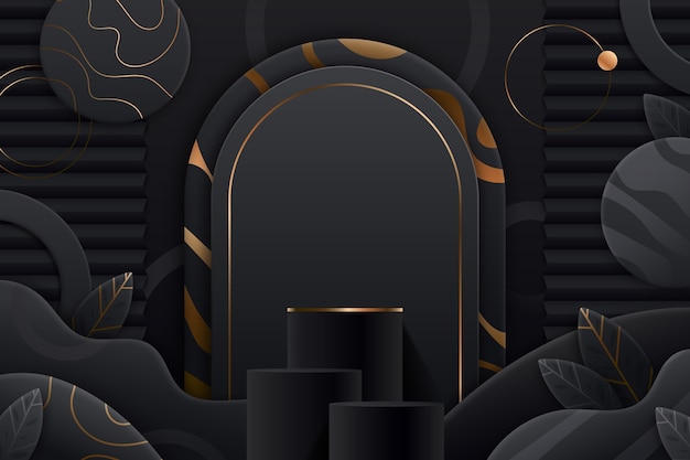 抽象色块展台3d黑色背景