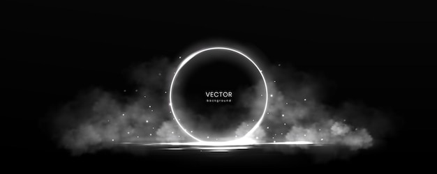 烟雾发光圆环黑色背景