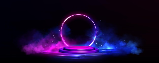 紫色烟雾发光圆形黑色背景
