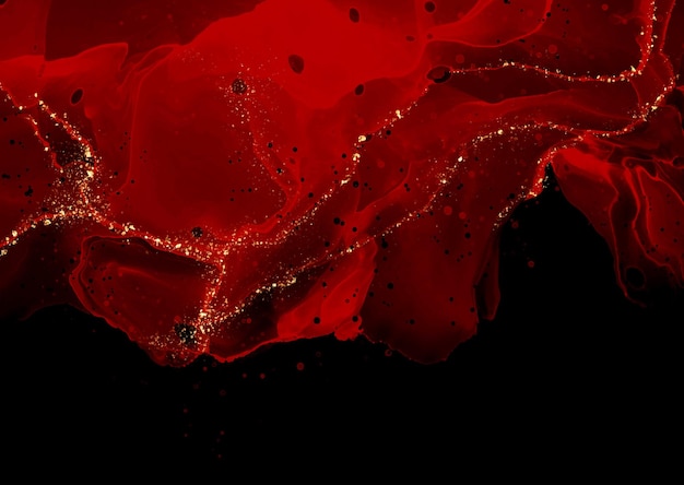 红色晕染金色亮片抽象背景