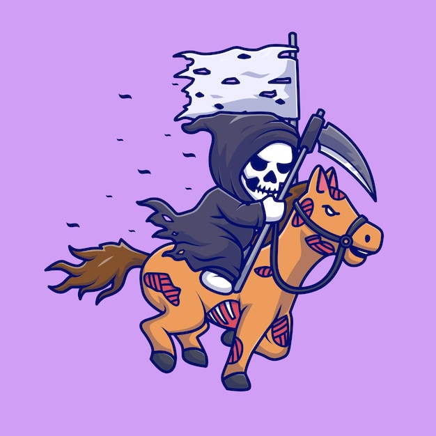 骑着骷髅马的死神插画