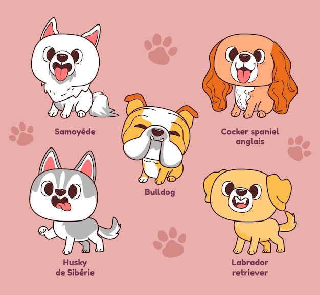 可爱的小狗动物插画