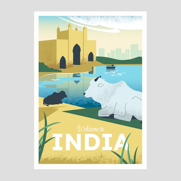 印度风景插画