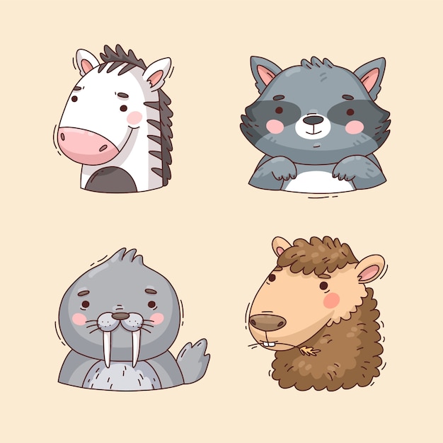 马浣熊海象骆驼动物插画