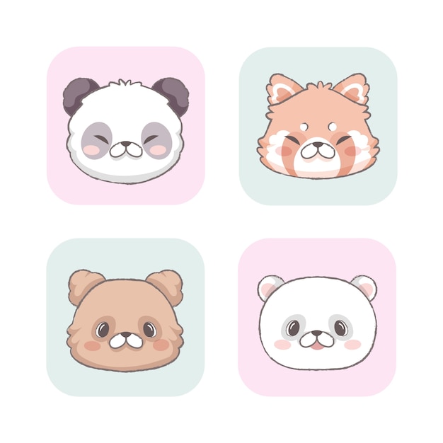 狐狸熊猫熊动物插画