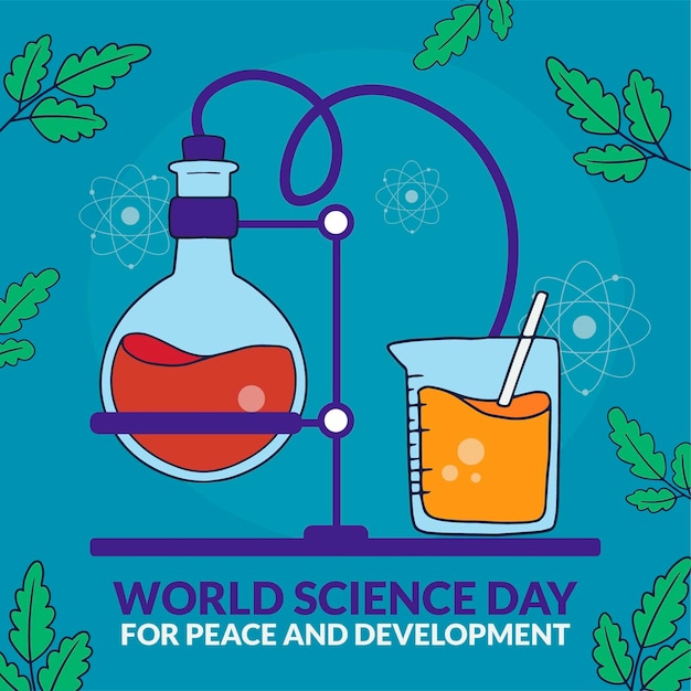 手绘世界科学日插图