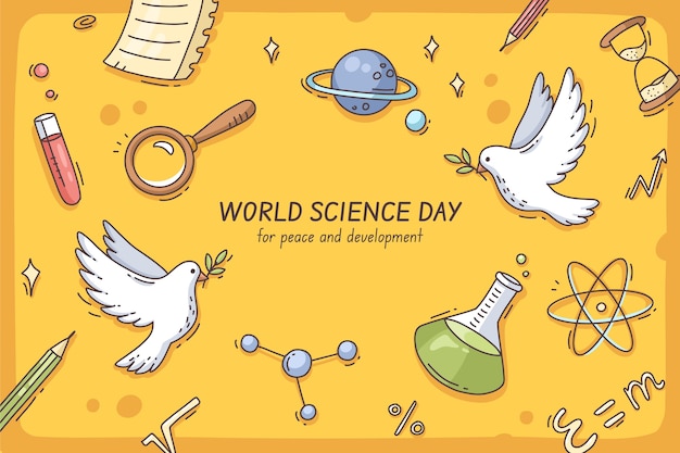 手绘世界科学日背景
