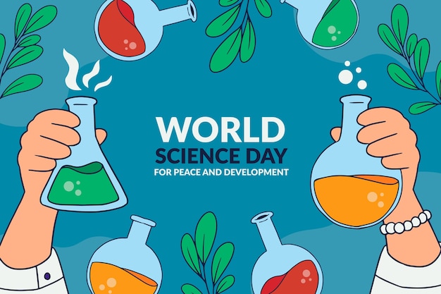 手绘世界科学日背景