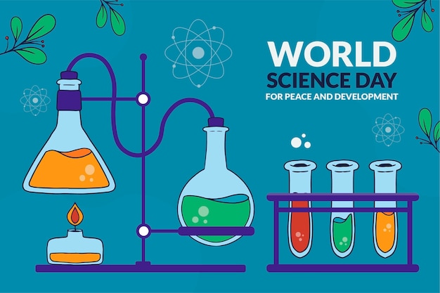 手绘世界科学日背景