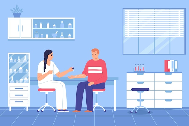 食物过敏医生检查插画