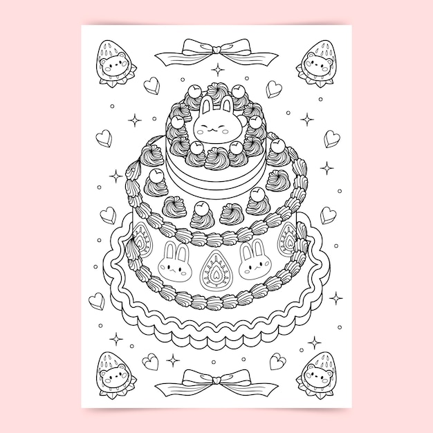 着色涂色蛋糕插画