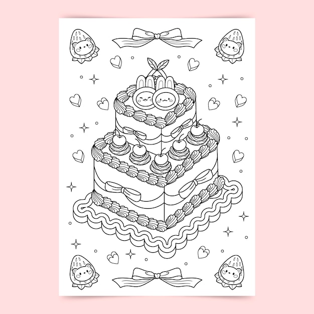 着色涂色蛋糕插画