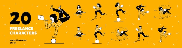 保持平衡的人物插画