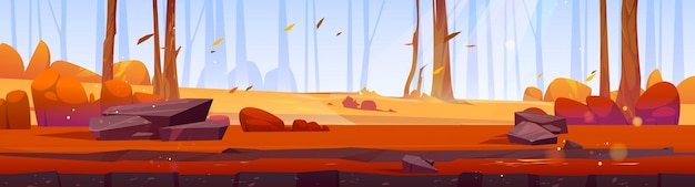 秋天的森林场景插画