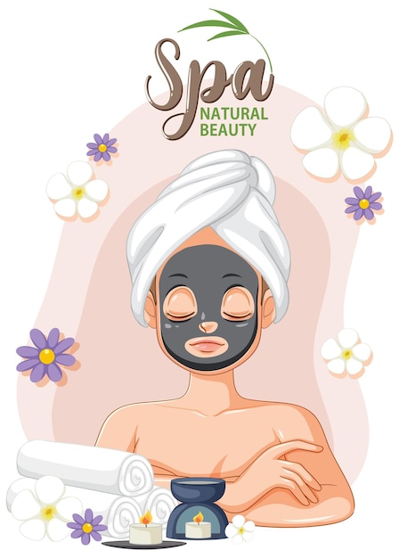 敷面膜的女人插画