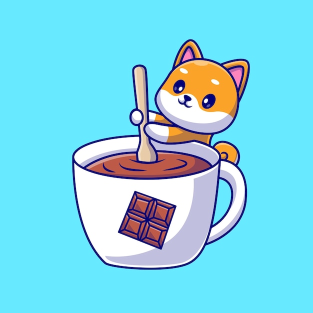 卡通小狗杯子插画