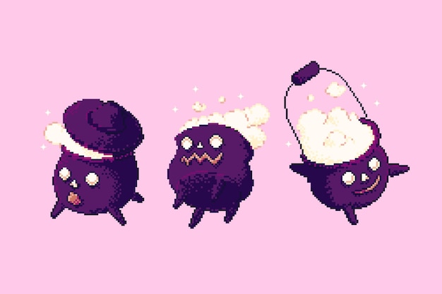 像素风万圣节炉子插画