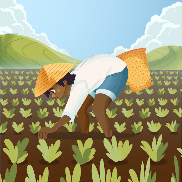农夫农民插画