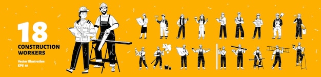 建筑工人人物插画