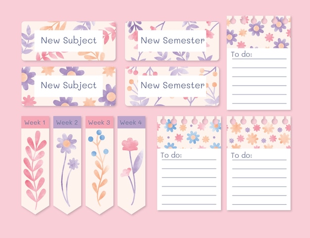 水彩笔记本便签纸书签模板