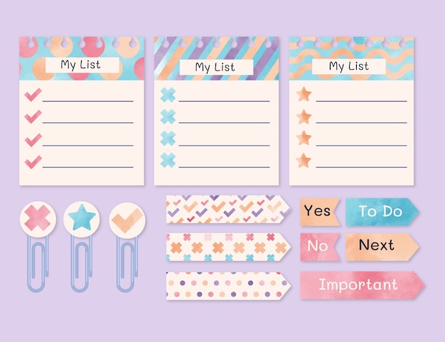 水彩笔记本便签纸书签模板