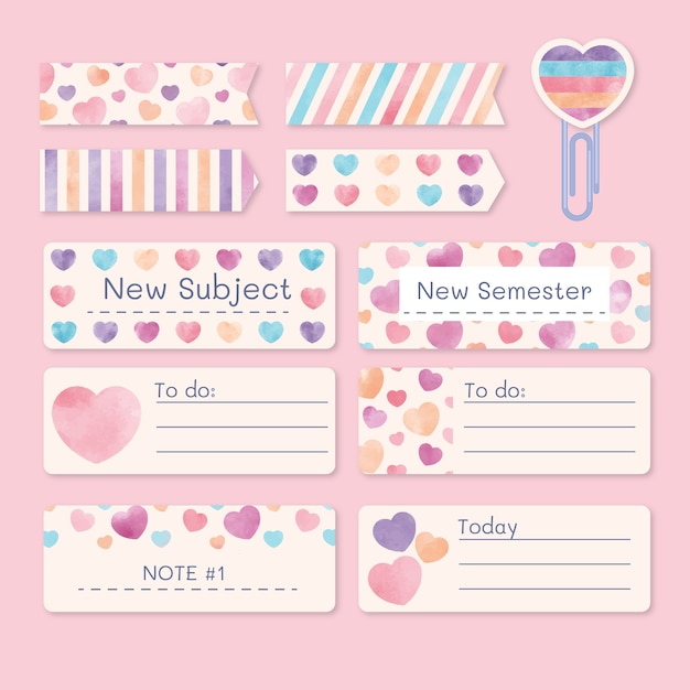 水彩笔记本便签纸书签模板