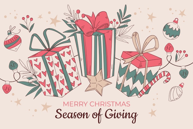 手绘圣诞节礼物盒