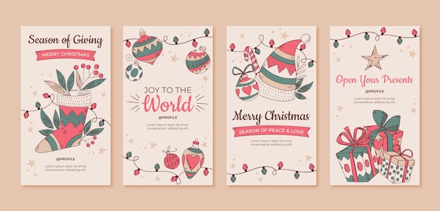 手绘圣诞节礼物盒海报单页模板