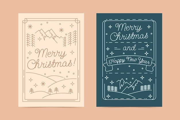 圣诞节线条插画海报单页模板