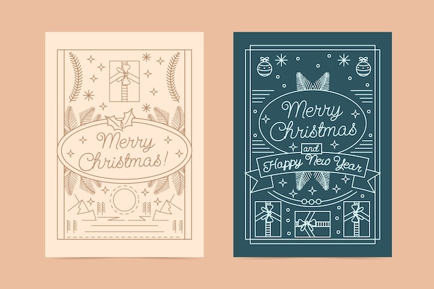 圣诞节线条插画海报单页模板