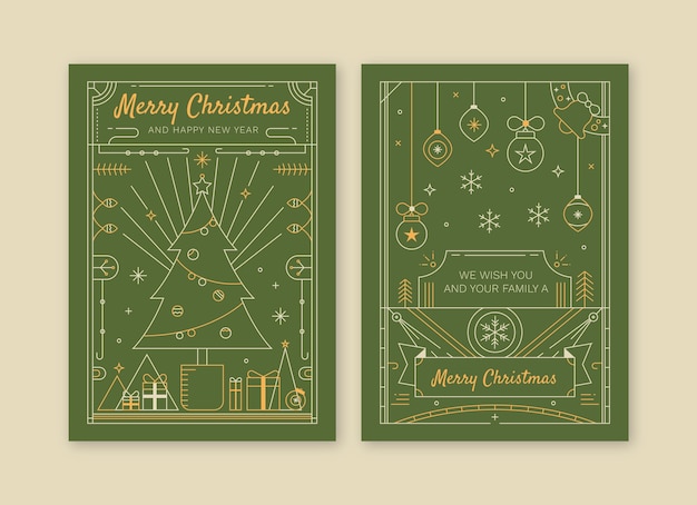 圣诞节线条插画海报单页模板