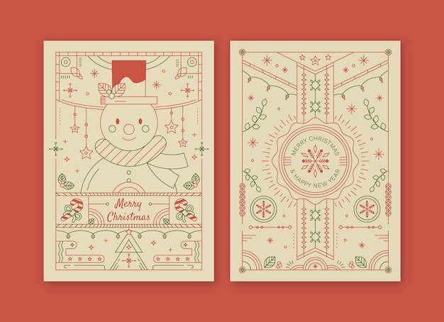 圣诞节线条插画海报单页模板