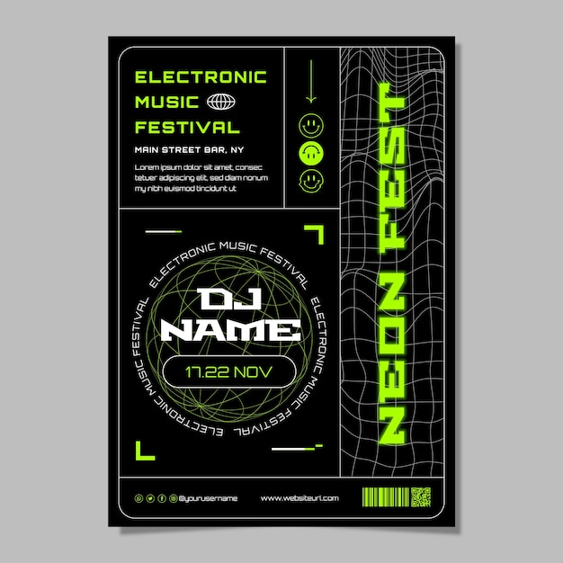 电子音乐抽象海报单页模板