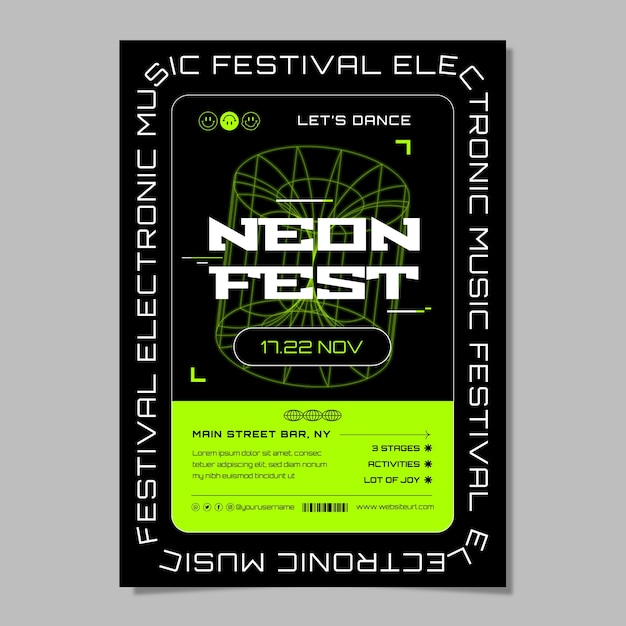 电子音乐抽象海报单页模板