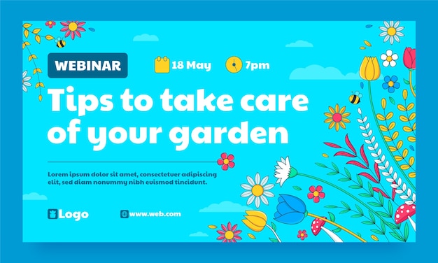 手绘花草园艺园林banner横幅模板