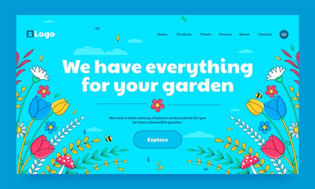 手绘花草园艺园林banner横幅模板