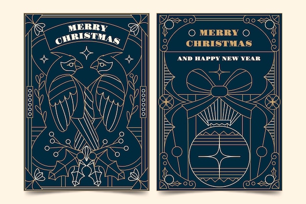 圣诞节线条插画海报单页模板