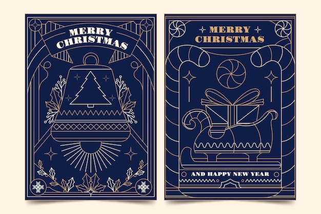 圣诞节线条插画海报单页模板