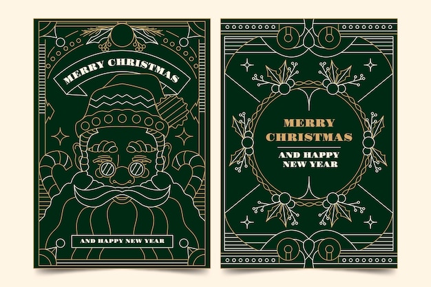 圣诞节线条插画海报单页模板