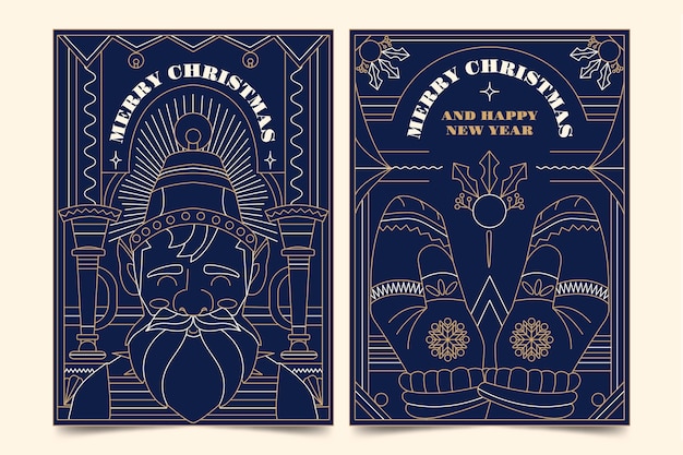 圣诞节线条插画海报单页模板