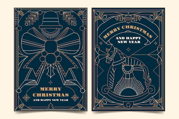 圣诞节线条插画海报单页模板