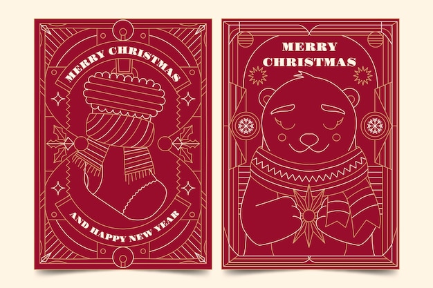 圣诞节线条插画海报单页模板