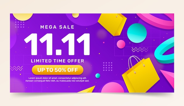 双十一促销活动banner横幅模板