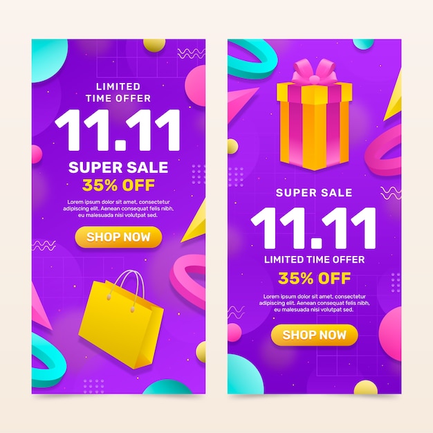 双十一促销活动banner横幅模板