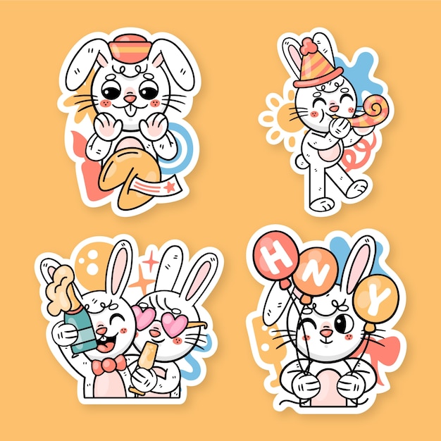 小兔子贴纸插画